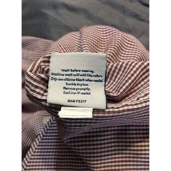 Croft & Barrow Mens Long Sleeve Button Down Size 17 1/2 32/33 Red White - Picture 4 of 4